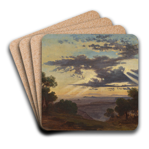 Sun Breaking through Clouds above the Roman Campagna by Johann Jakob Frey Art Drink Coaster set