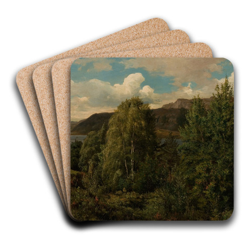 Fra Skogsfjord, Mandal by Amaldus Nielsen Art Drink Coaster set