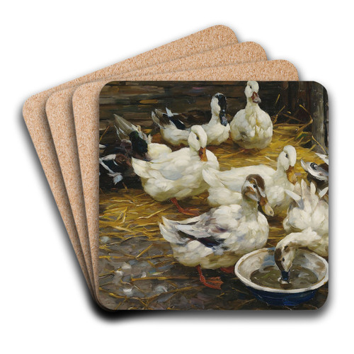 Enten im Stroh by Alexander Koester Art Drink Coaster set
