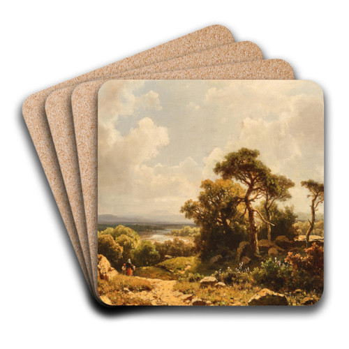 A view of the countryside by Adolf Chwala Art Drink Coaster set