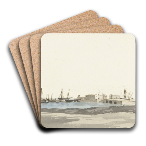 Haven van Barletta met schepen by Abraham-Louis-Rodolphe Ducros Art Drink Coaster set