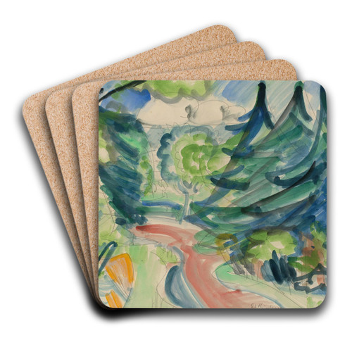 Waldstrae im Taunus by Ernst Ludwig Kirchner Art Drink Coaster set