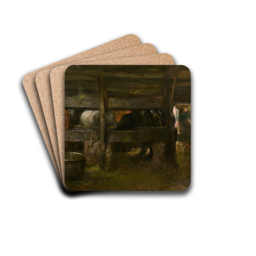Horse Stable by Jan Stobbaerts Drink Coasters - set of 4 Horse Stable by Jan Stobbaerts Drink Coasters - set of 4
