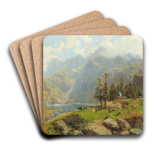 Der Murgsee in der Schweiz, Glaris by Robert Schultze Art Drink Coaster set Der Murgsee in der Schweiz, Glaris by Robert Schultze Art Drink Coaster set