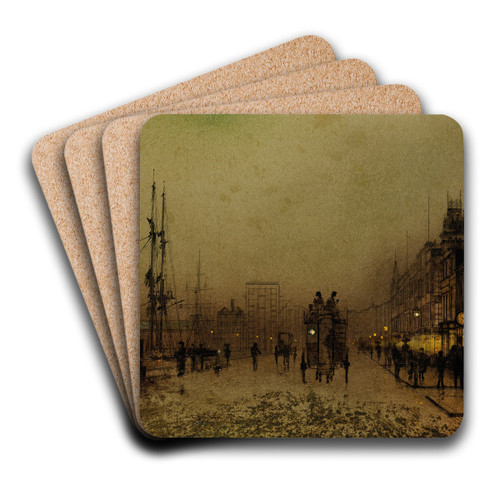 Glasgow docks, at twilight by John Atkinson Grimshaw Art Drink Coaster set