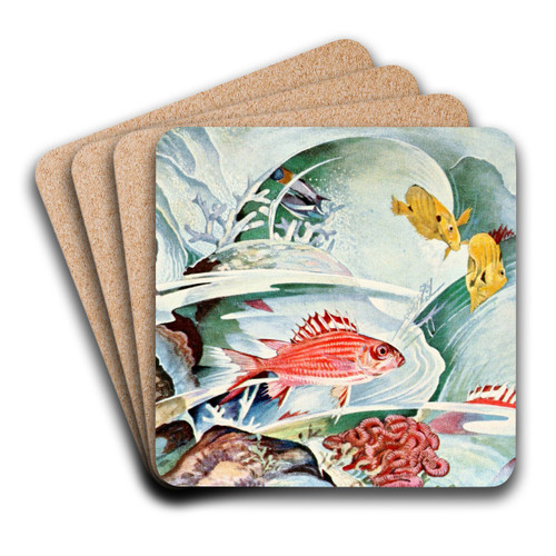 Squirrel fish of Honolulu by Stephen Haweis Art Drink Coaster set Squirrel fish of Honolulu by Stephen Haweis Art Drink Coaster set