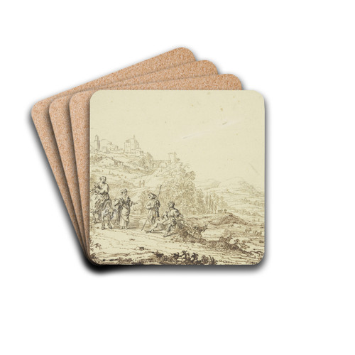 Landschaft mit Hirten und der Flucht nach gypten by Pieter Moninckx Drink Coasters - set of 4
