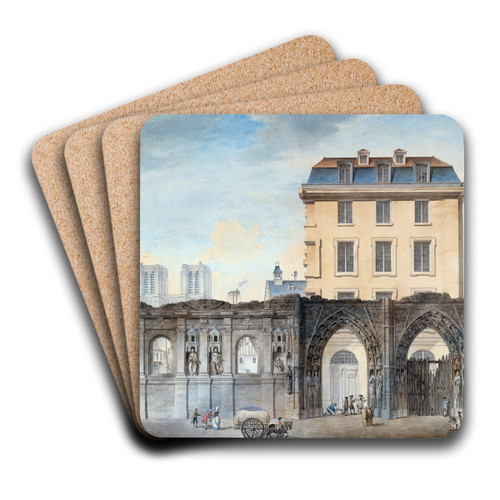 Vue de l'ancienne faade de l'Htel-Dieu aprs l'incendie de1772 by Auguste-Sbastien Bnard Art Drink Coaster set