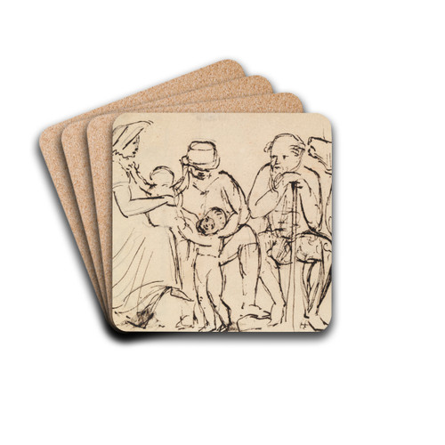 Study of Seated Figures by Benjamin Robert Haydon Drink Coasters - set of 4