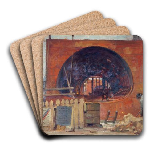 Les travaux du mtropolitain place Saint-Michel by Victor Marec Art Drink Coaster set