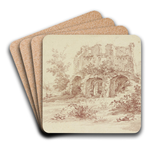 View of a ruin by Jacques Dumont Art Drink Coaster set View of a ruin by Jacques Dumont Art Drink Coaster set