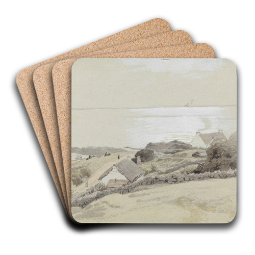 Fra kysten ved Corrie, Arran, Skottland by Hans Gude Art Drink Coaster set