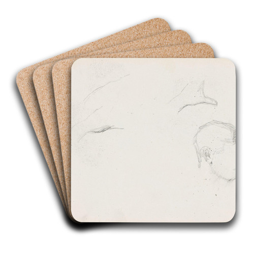 Riss av hode; riss av hnd by Signe Scheel Art Drink Coaster set