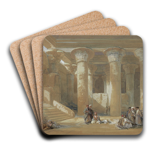 The Grand Portico at the Temple at Esneh, Egypt by David Roberts Art Drink Coaster set