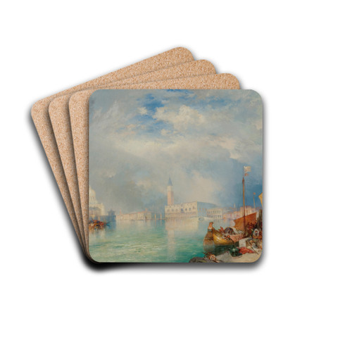 Entrance To The Grand Canal, Venice by Thomas Moran Drink Coasters - set of 4