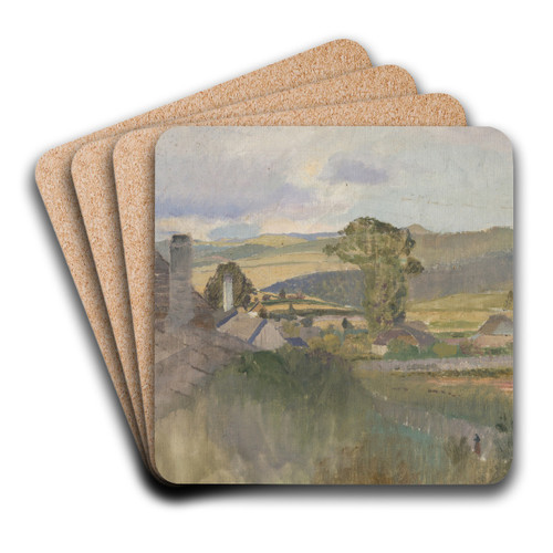 Village below the Tatras by Ladislav Mednynszky Art Drink Coaster set