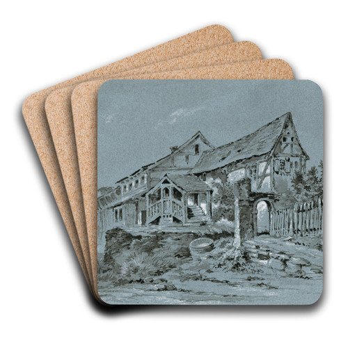 Buitenhuis aan een rivier by Pieter van Loon Art Drink Coaster set