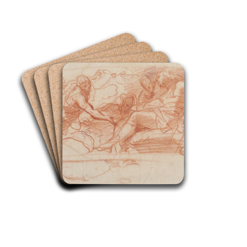 Flying Figure Appearing before an Enthroned Figure by Paolo de Matteis Drink Coasters - set of 4