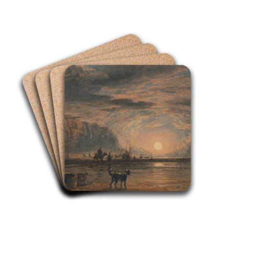 Beach Scene, Sunrise by David Cox Drink Coasters - set of 4