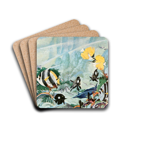 Colorful fishes of the Hawaiian shore by Stephen Haweis Drink Coasters - set of 4 Colorful fishes of the Hawaiian shore by Stephen Haweis Drink Coasters - set of 4