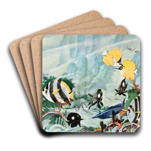 Colorful fishes of the Hawaiian shore by Stephen Haweis Art Drink Coaster set Colorful fishes of the Hawaiian shore by Stephen Haweis Art Drink Coaster set