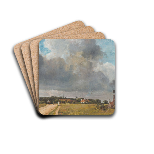 Landscape With Village And Windmill by William Turner of Oxford Drink Coasters - set of 4