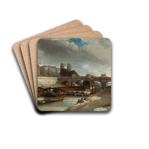 Bateau-Lavoir Prs Du Pont-Neuf, Paris by Johan Barthold Jongkind Drink Coasters - set of 4