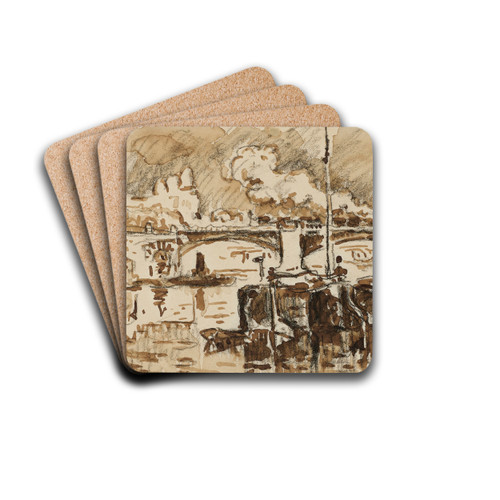 Paris, le pont de Grenelle by Paul Signac Drink Coasters - set of 4 Paris, le pont de Grenelle by Paul Signac Drink Coasters - set of 4
