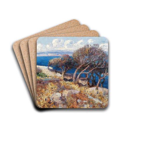 A Coastal Landscape by Leontine von Littrow Drink Coasters - set of 4 A Coastal Landscape by Leontine von Littrow Drink Coasters - set of 4