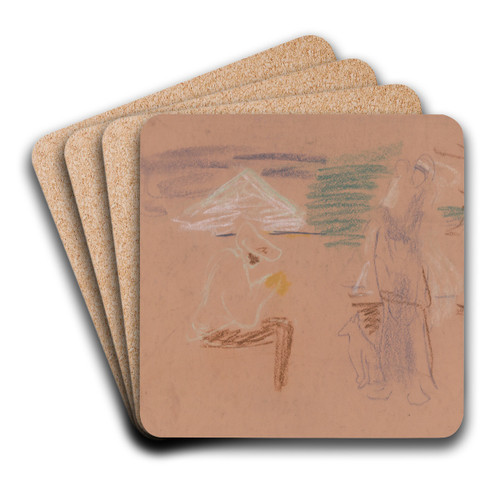 Figural Sketch by Arnold Peter Weisz-Kubnan Art Drink Coaster set