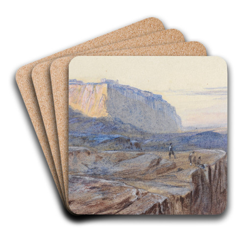Castel San Niceto, Calabria by Edward Lear Art Drink Coaster set Castel San Niceto, Calabria by Edward Lear Art Drink Coaster set