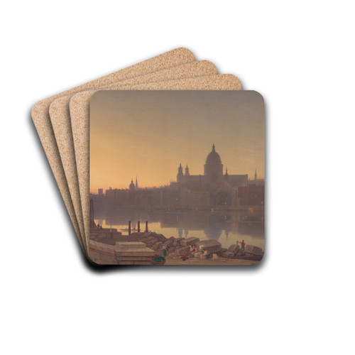 St. Paul's from Southwark by Sunset by George Fennell Robson Drink Coasters - set of 4 St. Paul's from Southwark by Sunset by George Fennell Robson Drink Coasters - set of 4