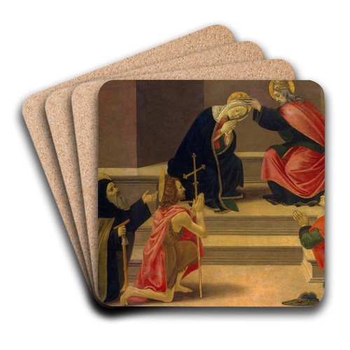 The Coronation of the Virgin by Follower Of Botticelli Art Drink Coaster set