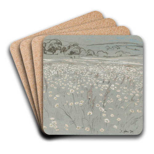 Meadow with Daisys by Hans Thoma Art Drink Coaster set