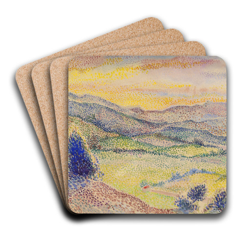 A Broad Valley at Sunset by Hippolyte Petitjean Art Drink Coaster set