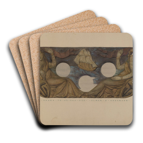 Side Panel of a Fire Engine by Elmer G. Anderson Art Drink Coaster set