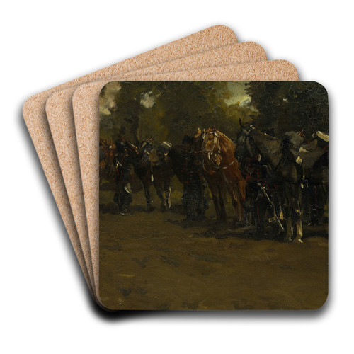 Cavalry at Repose by George Hendrik Breitner Art Drink Coaster set