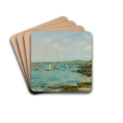 Rivage Douarnenez Bateaux De Pche Dans La Baie by Eugne Boudin Drink Coasters - set of 4 Rivage Douarnenez Bateaux De Pche Dans La Baie by Eugne Boudin Drink Coasters - set of 4