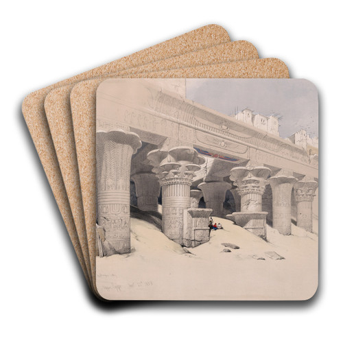 Portico of the Temple of Edfou [Idf], Upper Egypt. Nov. 23rd, 1838. by David Roberts Art Drink Coaster set