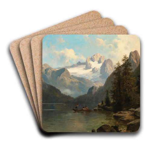 A View of the Dachstein Massif from Lake Gosau by Josef Thoma Art Drink Coaster set