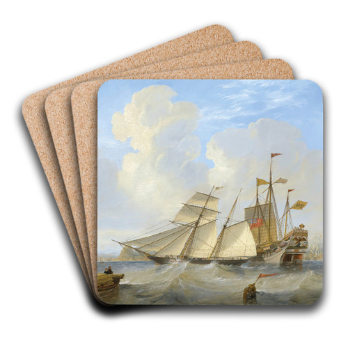 A British Opium Schooner And Other Shipping Off Hong Kong by James Wilson Carmichael Art Drink Coaster set