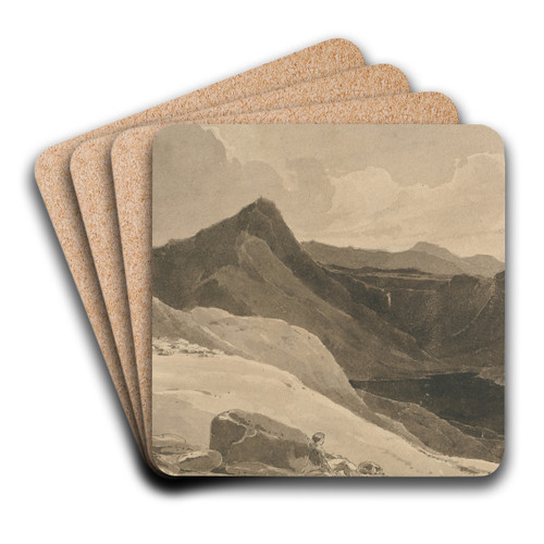 A Mountain Landscape with a Shepherd by John Renton Art Drink Coaster set