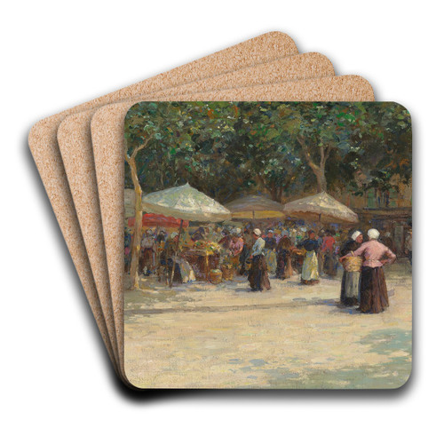 The market under the trees, Nice by Terrick John Williams Art Drink Coaster set