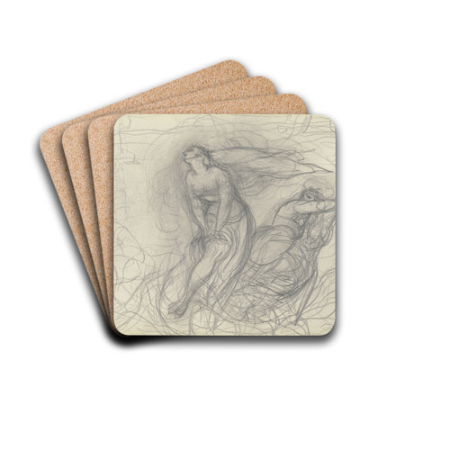 Klagende Frau, rechts von ihr eine entsetzt zurckweichende Gestalt by Victor Mller Drink Coasters - set of 4