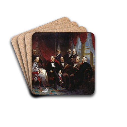 Washington Irving And His Literary Friends At Sunnyside by Christian Schussele Drink Coasters - set of 4 Washington Irving And His Literary Friends At Sunnyside by Christian Schussele Drink Coasters - set of 4