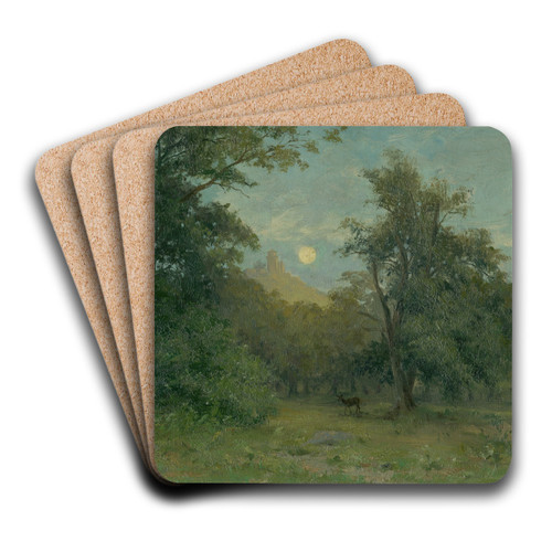 Moonlit Landscape With Hrad Slanec by udovt ordk Art Drink Coaster set