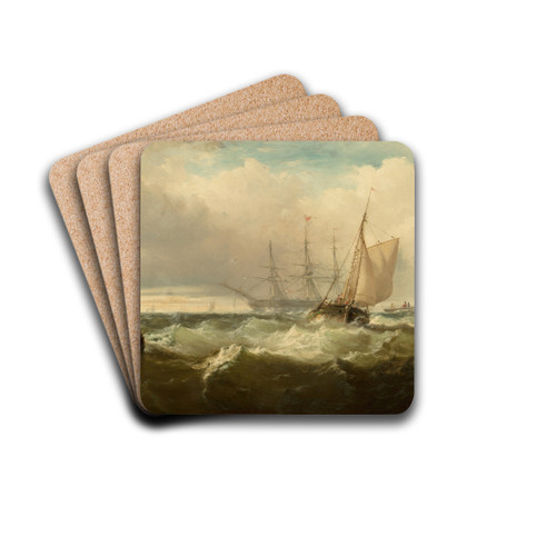 Storm Off New Castle, Delaware by Edward Moran Drink Coasters - set of 4