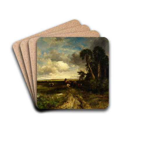 Bringing Home the Cattle - Coast of Florida by Thomas Moran Drink Coasters - set of 4