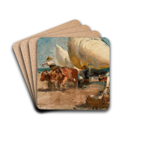 Escena de playa by Joaqun Sorolla Drink Coasters - set of 4