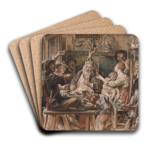 The King Drinks by Jacob Jordaens Art Drink Coaster set